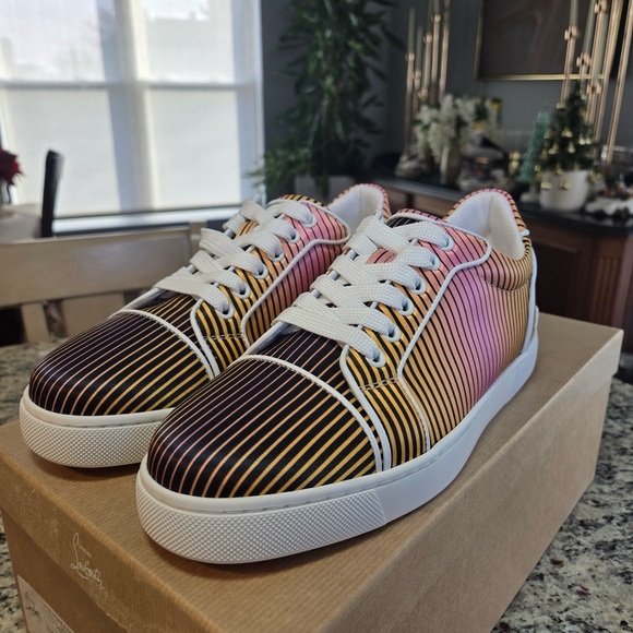 NEW Christian Louboutin Fun Vieira Orlato Flat Sneaker in Orange and Pink 37.5 - Picture 4 of 12